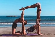 Yoga with three people is fun and enjoyable. (Photo via Instagram/evaaaman)